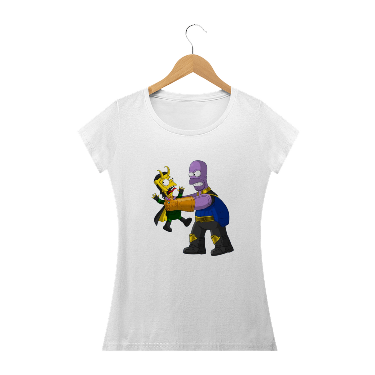 Nome do produto: Camiseta Feminina Os Simpsons - Thanos e Loki