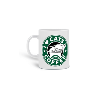 Caneca Cats - I Love Cats & Coffee