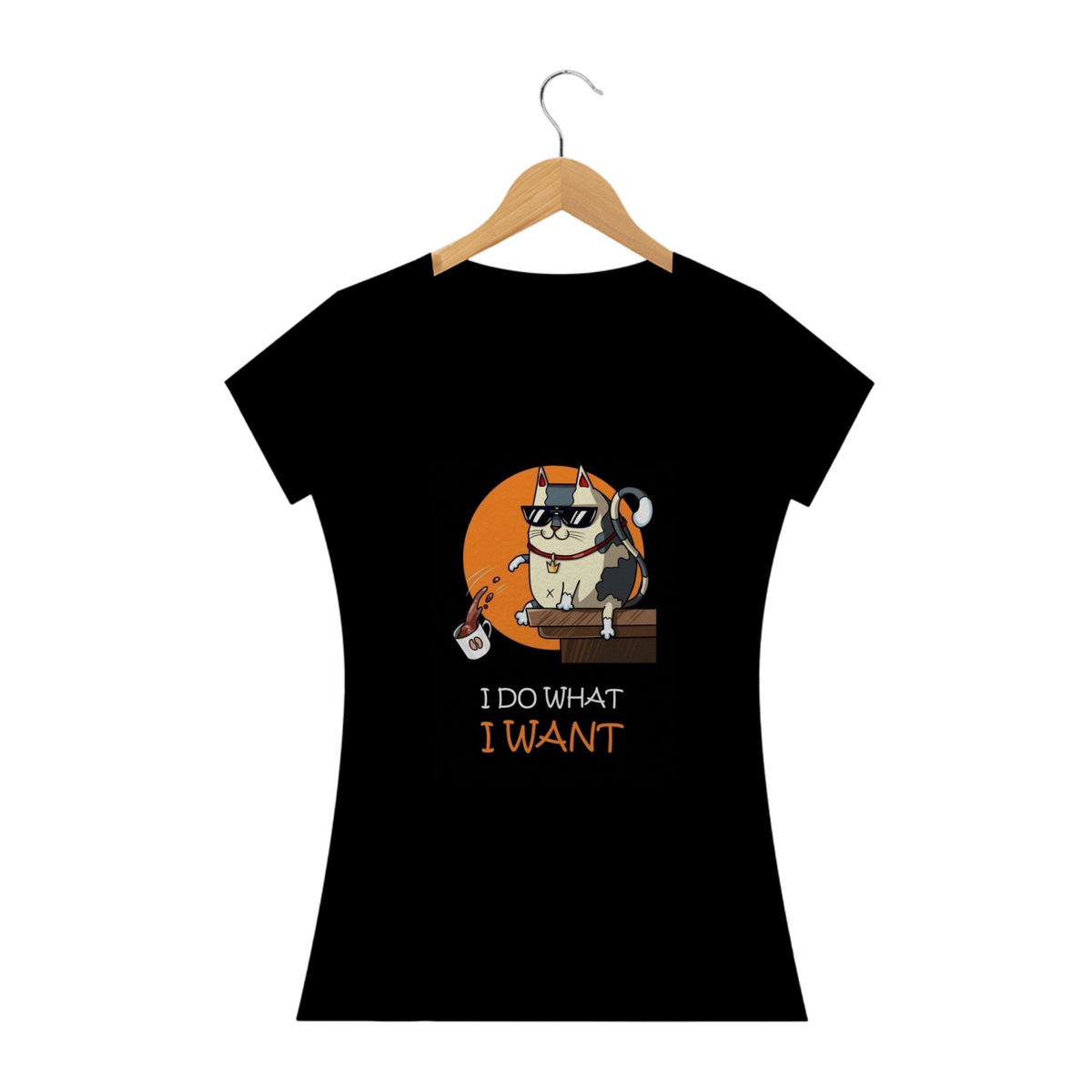 Nome do produto: Camiseta Feminina Cats - Eu faço o que eu quero