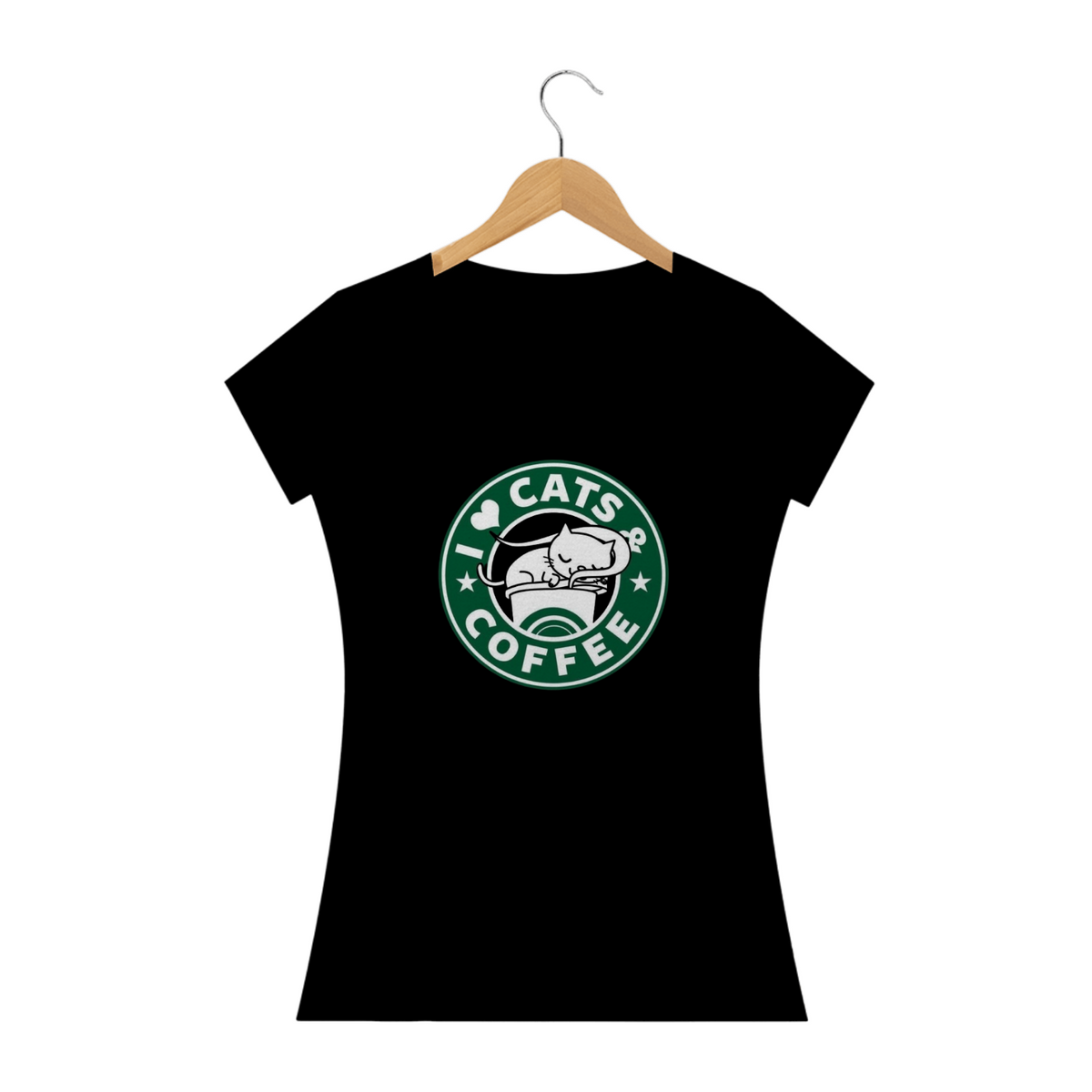Nome do produto: Camiseta Feminina Cats - I Love Cats & Coffee