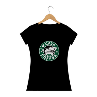 Camiseta Feminina Cats - I Love Cats & Coffee