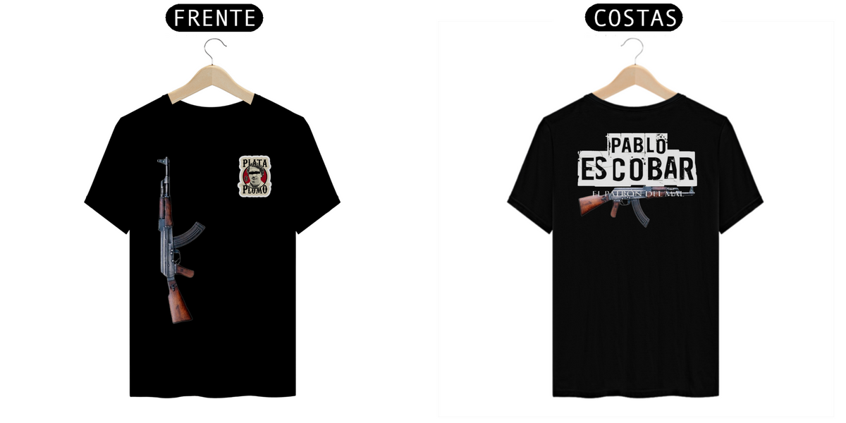 Nome do produto: Camiseta Plata o Plomo Pablo Escobar AK