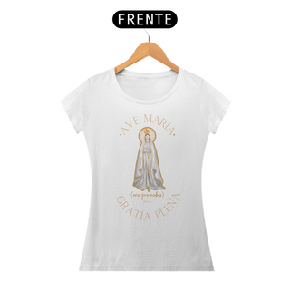 Nome do produtoCamiseta Feminina Pima - Mãezinha de Fátima (Ave Maria)