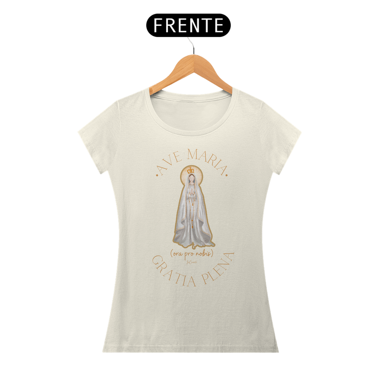 Nome do produto: Camiseta Feminina Pima - Mãezinha de Fátima (Ave Maria)