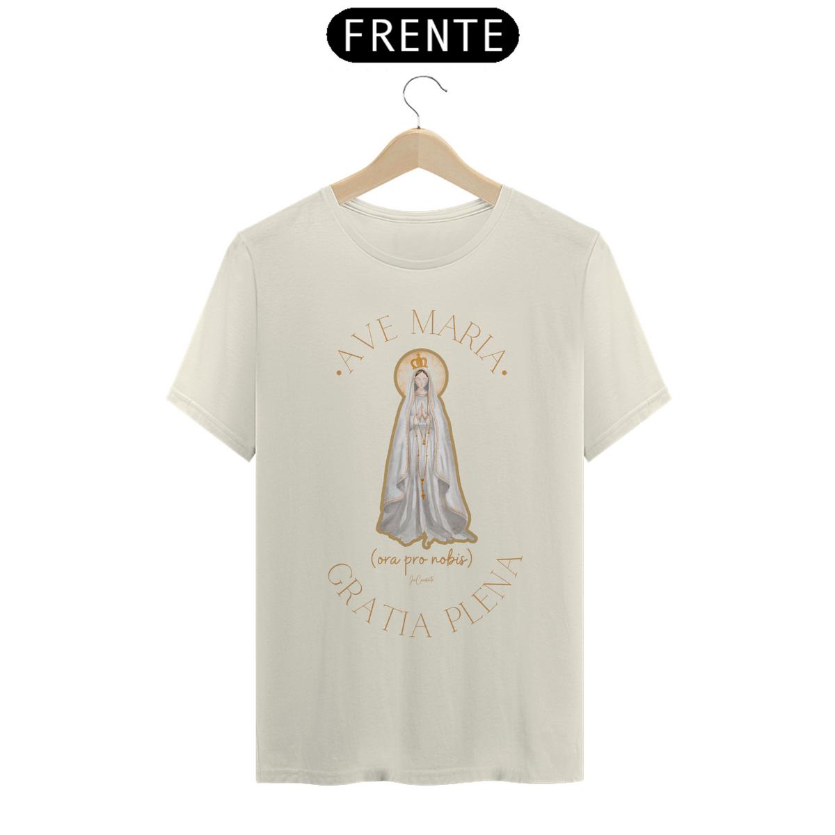Nome do produto: Camiseta Unissex Pima - Mãezinha de Fátima (Ave Maria)