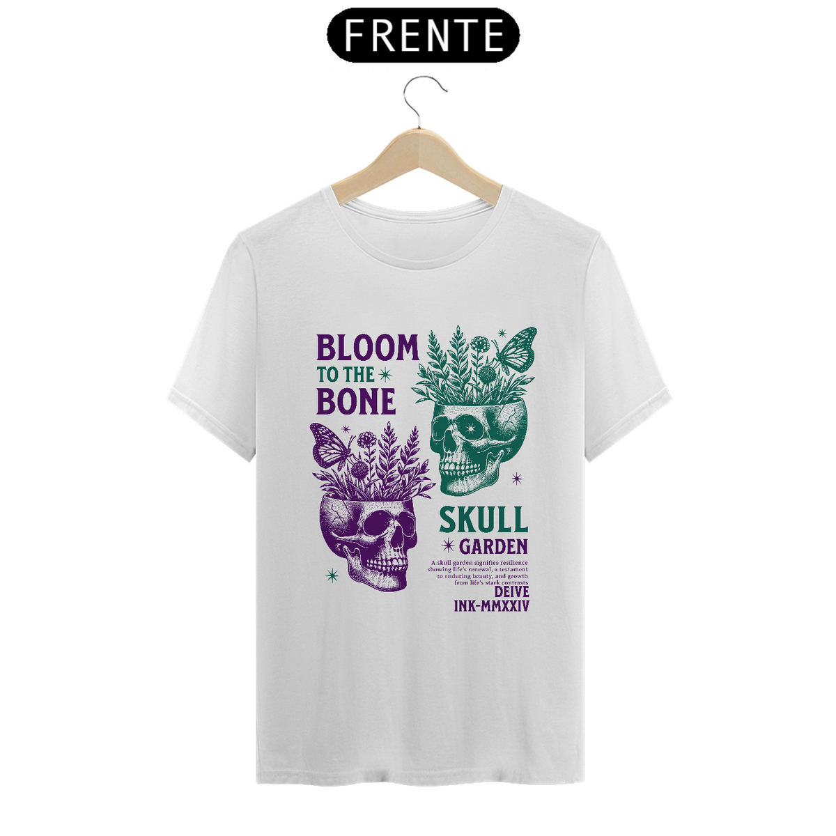 Nome do produto: Camiseta Skull Neon Bloom to the Bone 