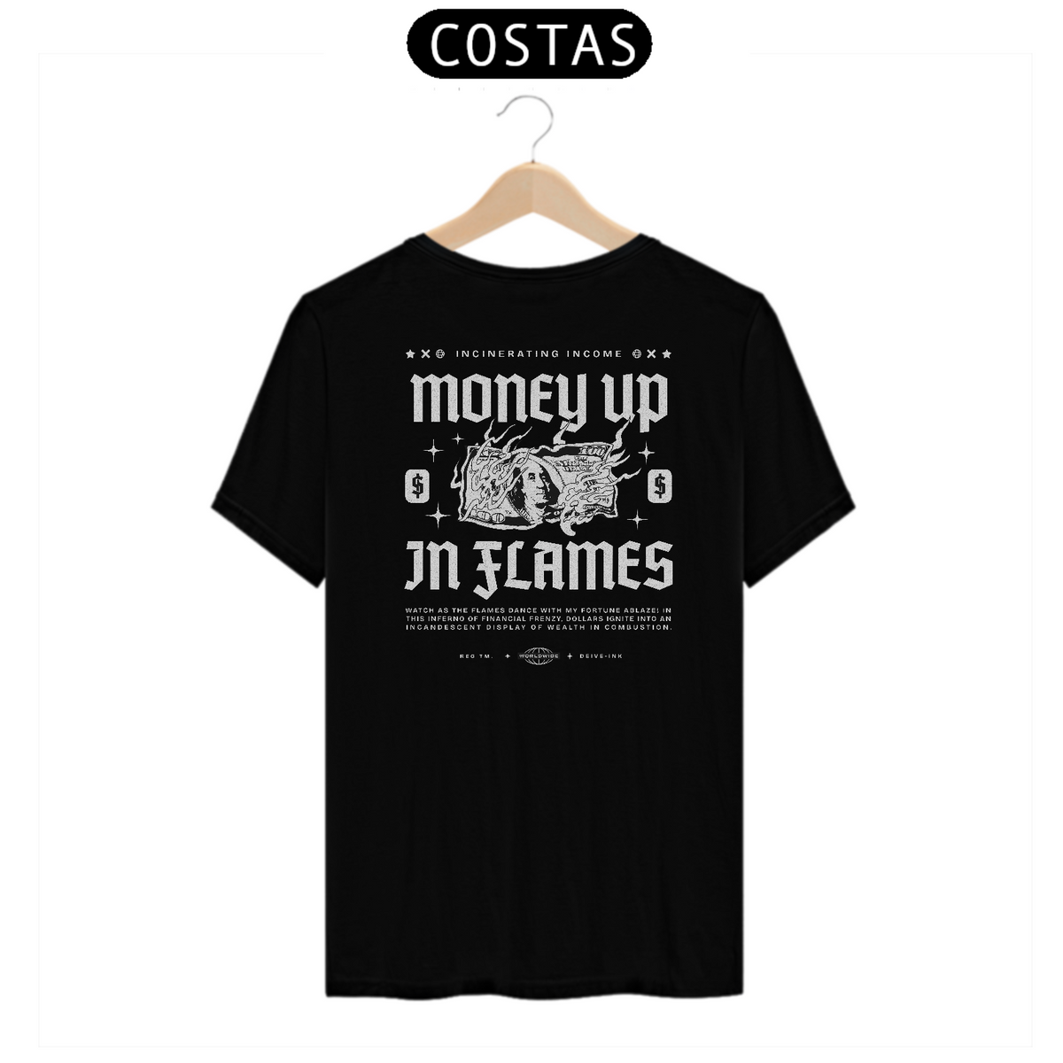 Nome do produto: Camiseta Money Up Inflames Streetwear