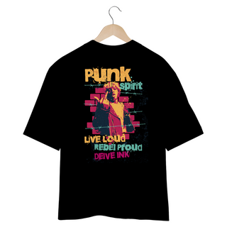 Camiseta Oversized Punk Spirit Preta Costas