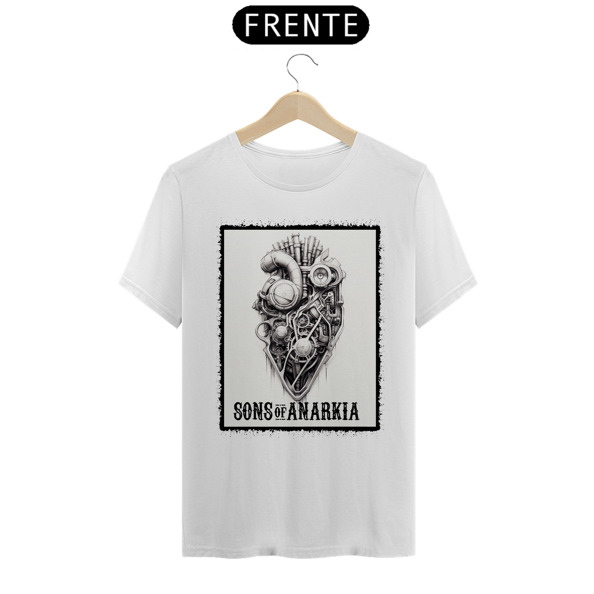 Nome do produto: T-Shirt Quality - Sons Of Anarkia Coração - Branca