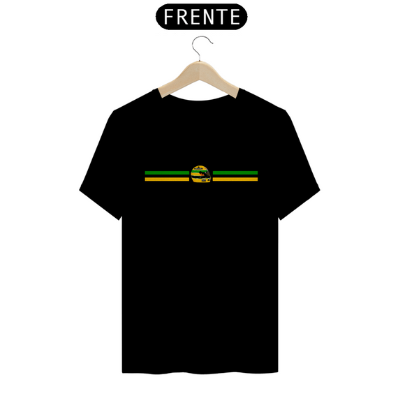 Camiseta Ayrton Senna capacete central e faixas do Brasil