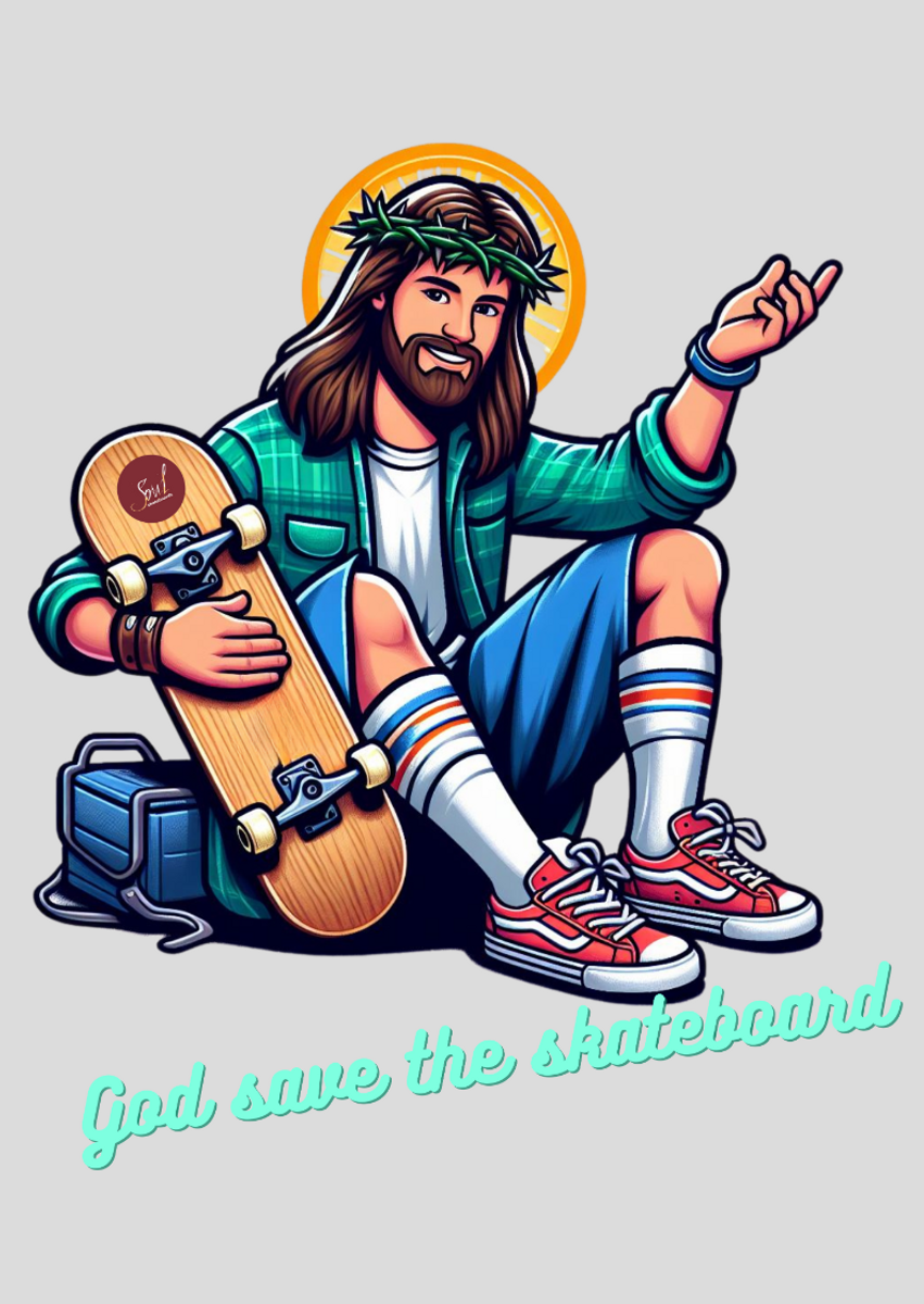 Nome do produto: God Save the Skateboard (Poster Retrato)