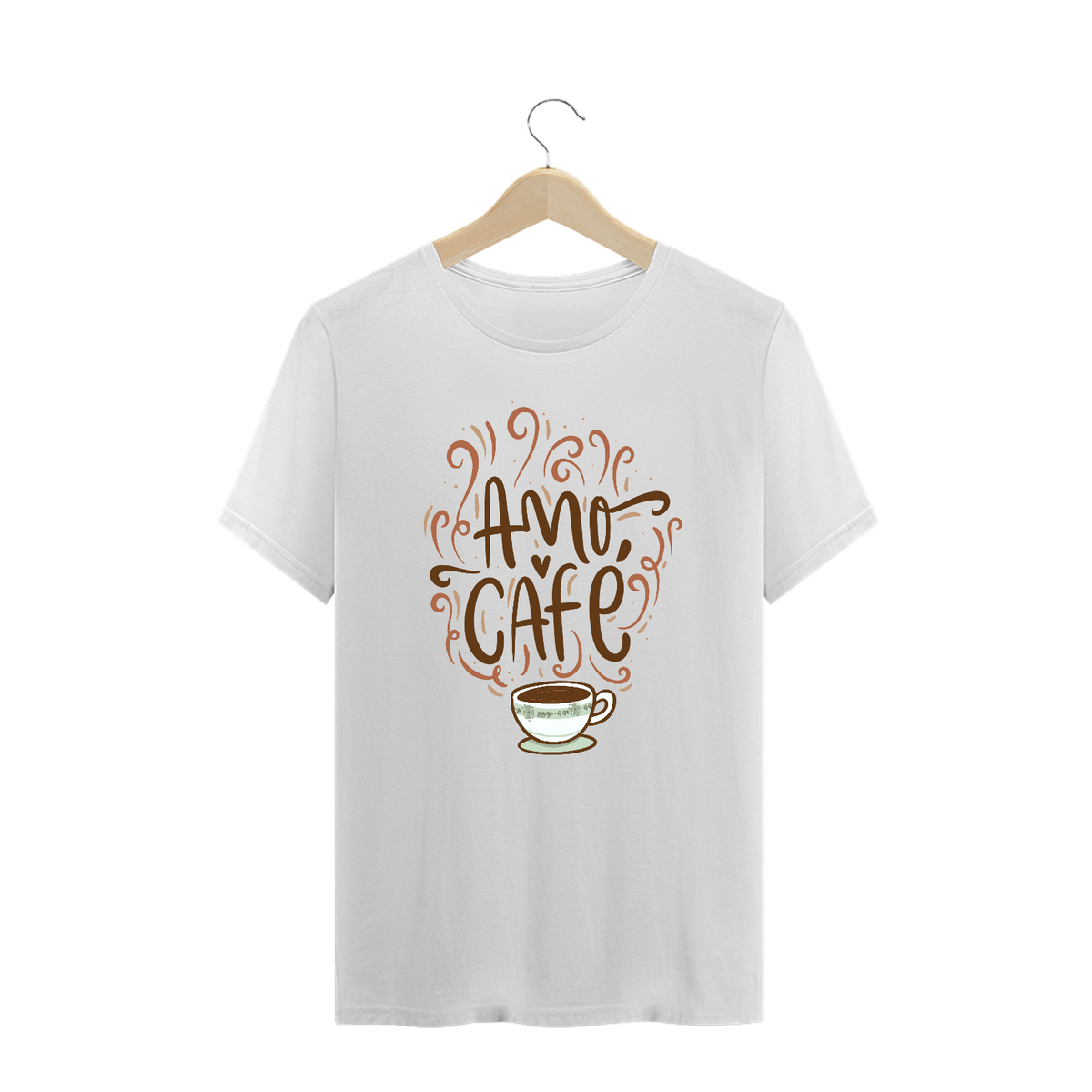 Nome do produto: Camiseta Amo Café - Plus Size