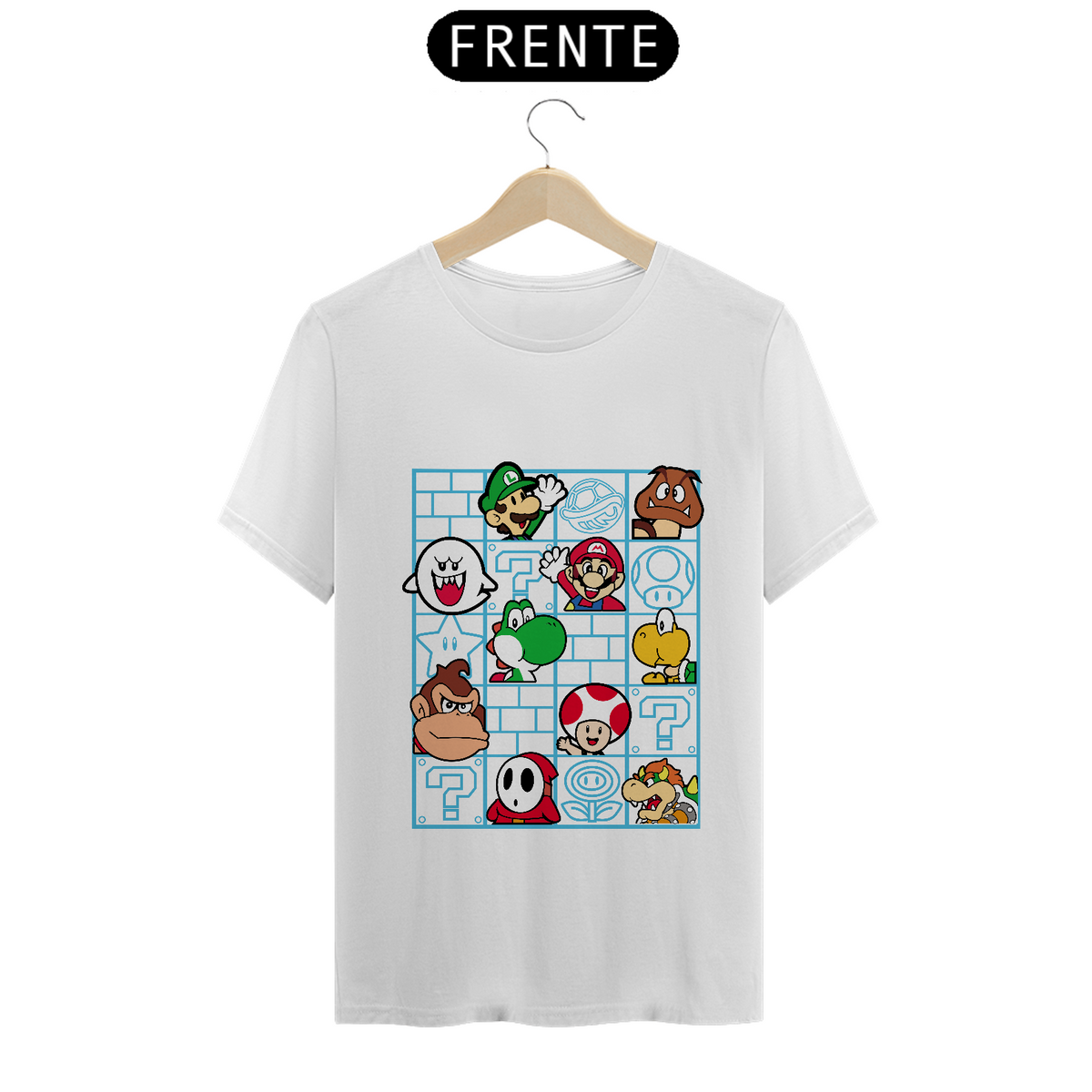 Nome do produto: T-shirt - Mario Grid Personagens