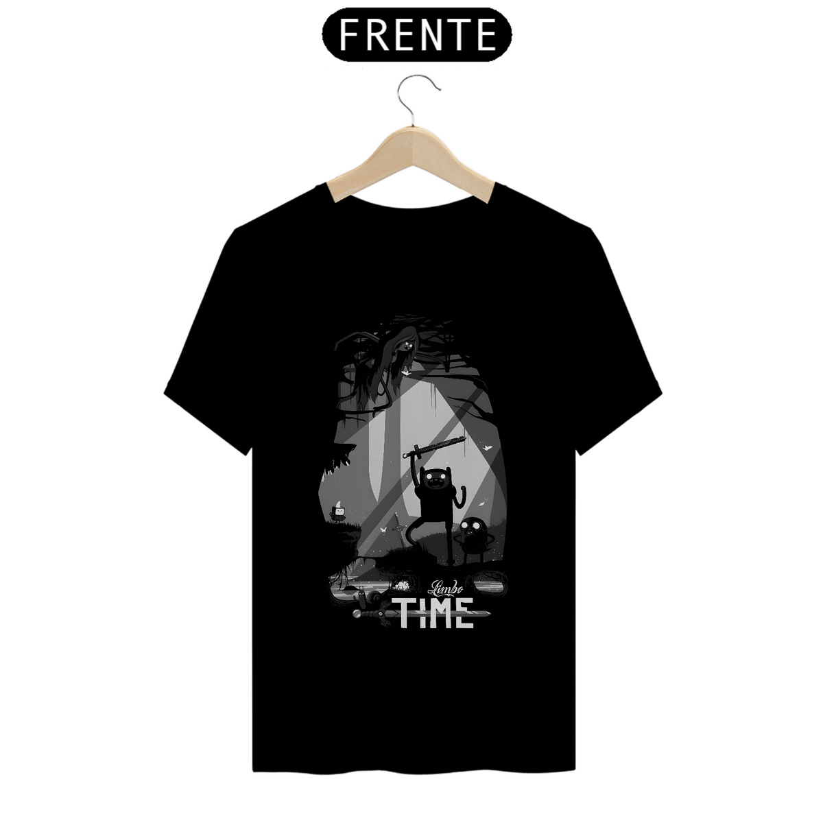 Nome do produto: T-shirt Hora da Aventura - preto e branco 0001