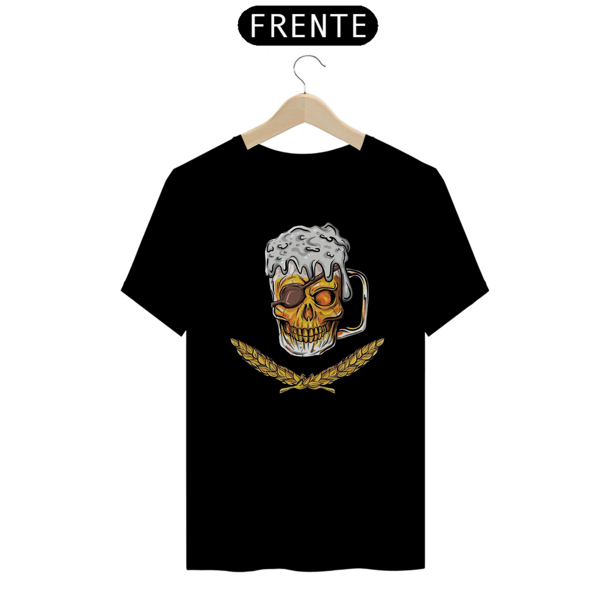 Nome do produto: Camiseta Caneca de Chopp Caveira Pirata