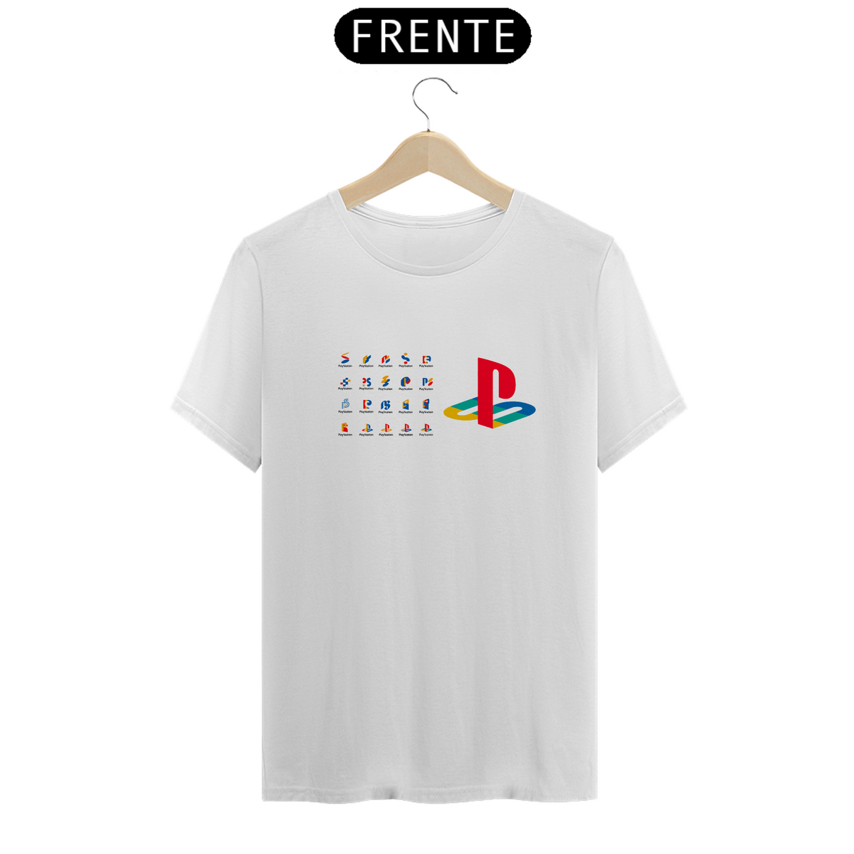 Nome do produto: Camiseta T-Shirt PLAYSTATION EVOLUÇÃO DA MARCA