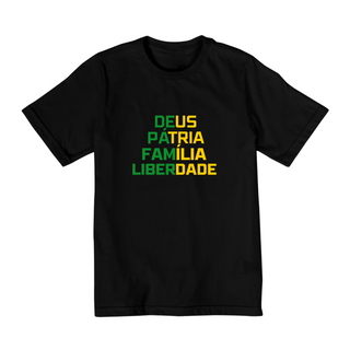 Nome do produtoCamiseta 10 a 14 anos Deus, Pátria, Família, Liberdade