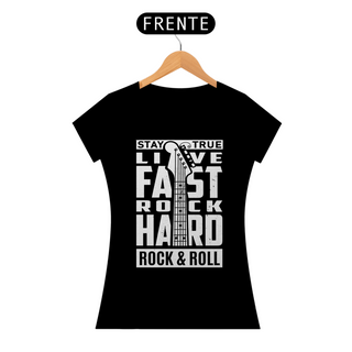 Camiseta Baby Look Rock Hard Black