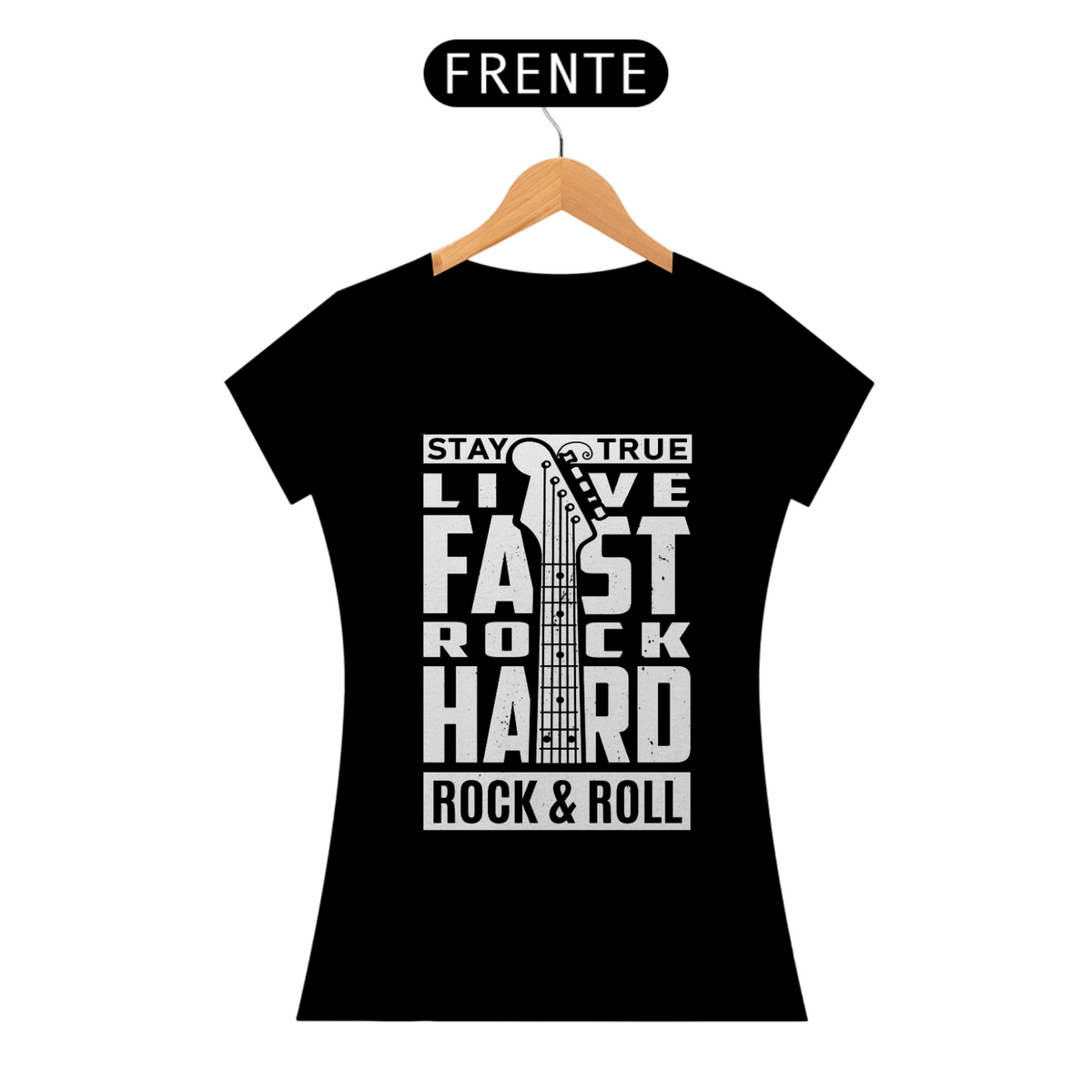 Nome do produto: Camiseta Baby Look Rock Hard Black