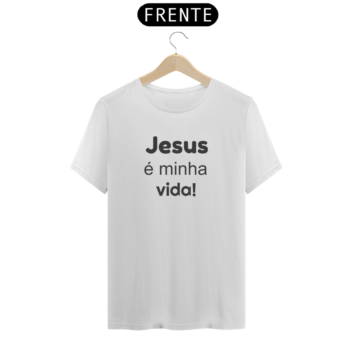 Nome do produto: Camisa prime branca letra preta Jesus é minha vida 