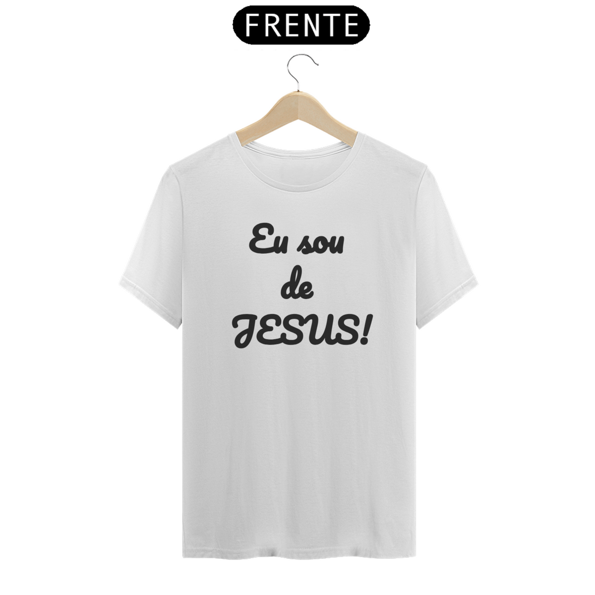 Nome do produto: Camisa classic letra preta eu sou de Jesus