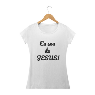 Camisa baby long classic letra preta eu sou de Jesus
