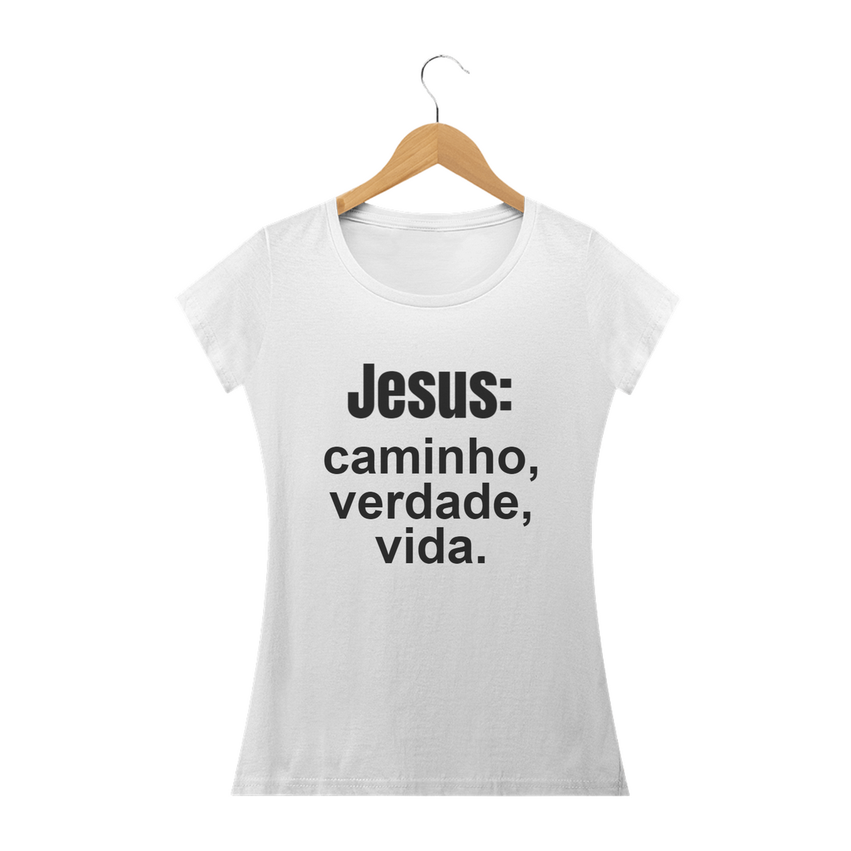 Nome do produto: Camisa baby long classic letra preta eu sou de Jesus