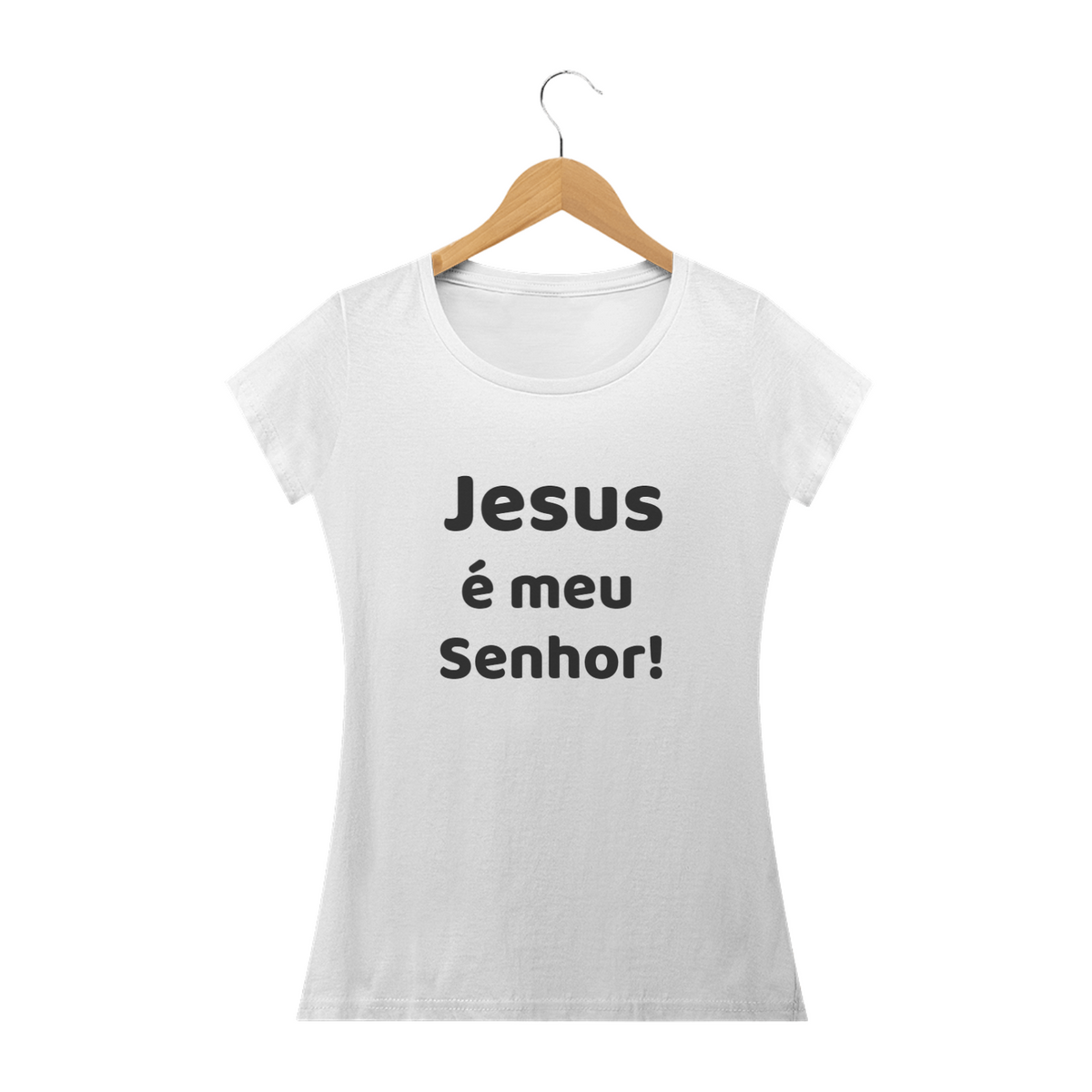 Nome do produto: Camisa baby long classic letra preta Jesus é meu Senhor