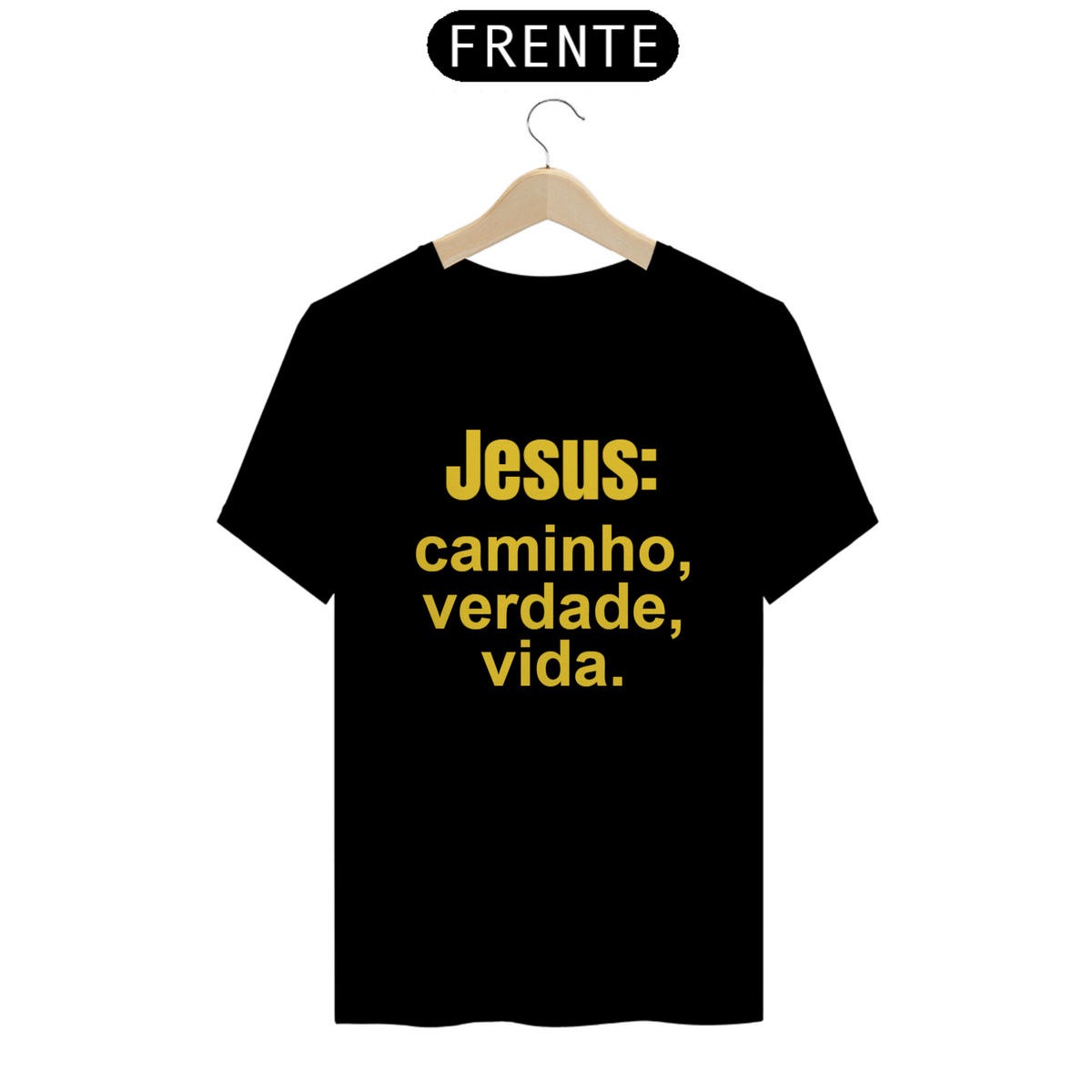 Nome do produto: Camisa classic letra amarela Jesus caminho verdade vida