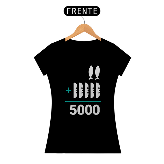 Camiseta Baby Long The Chosen 2 Peixes + 5 Pães = 5000 / Feminina