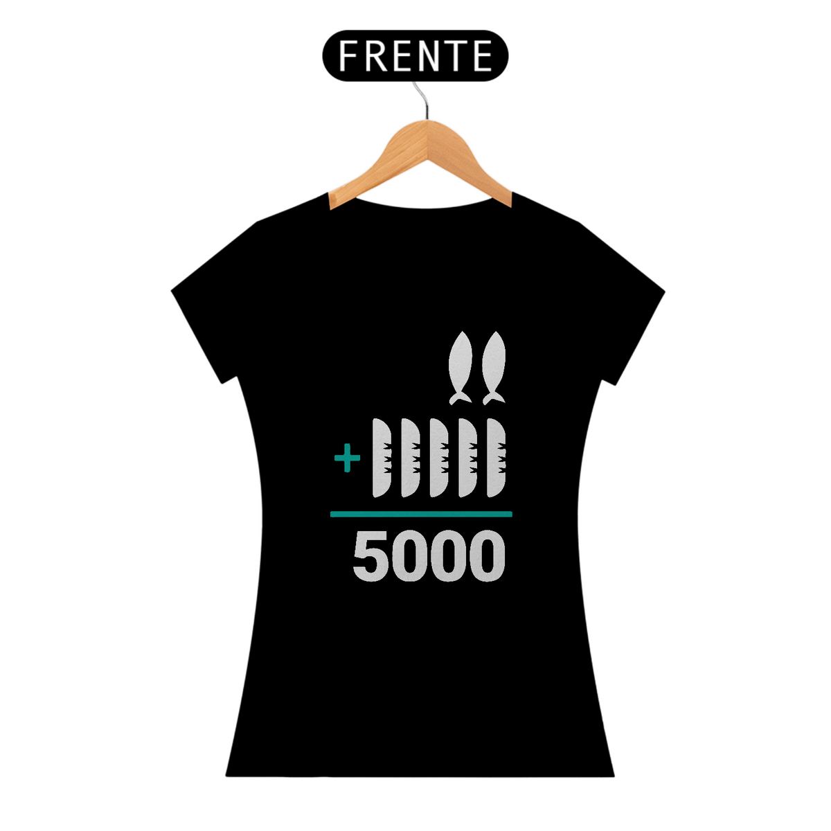 Nome do produto: Camiseta Baby Long The Chosen 2 Peixes + 5 Pães = 5000 / Feminina