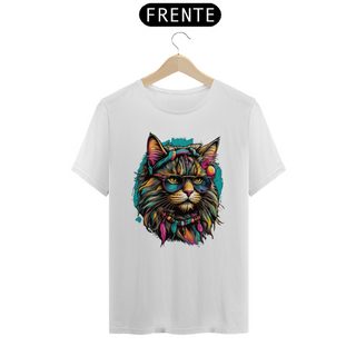 Camiseta Gato aquarela 