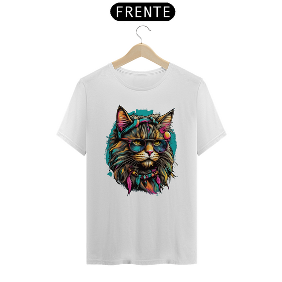 Camiseta Gato aquarela 