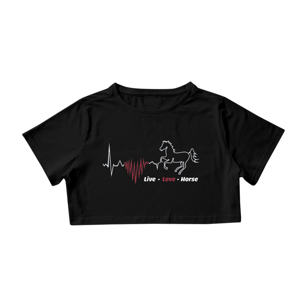 Nome do produto: Camisa Cropped / Live Love Horse