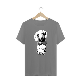 Nome do produtoCamiseta Plus Size Dachshund de Gravatinha em Preto e Branco