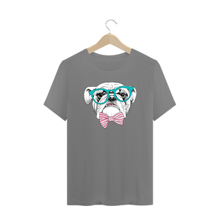 Nome do produtoCamiseta Plus Size Bulldog Inglês de Óculos e Gravatinha