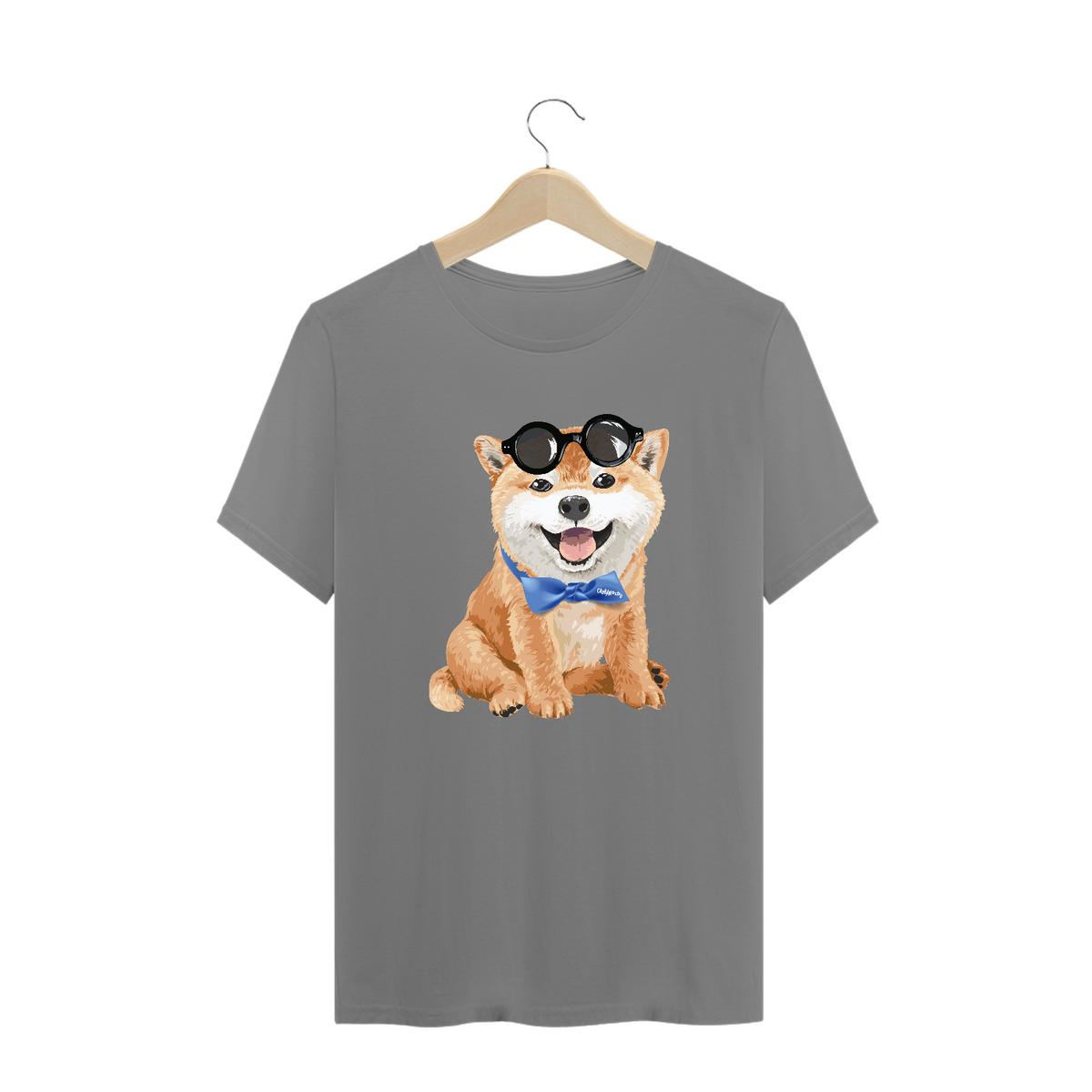 Nome do produto: Camiseta Plus Size Akita Filhote de Óculos e Gravatinha