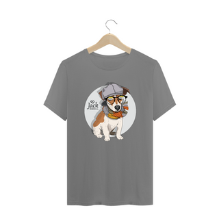 Nome do produtoCamiseta Plus Size Jack Russell de Óculos e Cachecol