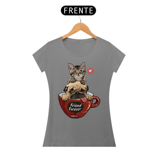 Nome do produtoBaby Look Gato e Cachorro - Friend Forever