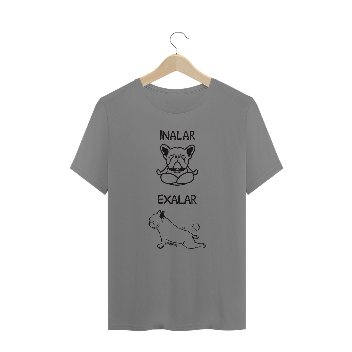 Nome do produto: Camiseta Plus Size Cachorro Yoga Inalar e Exalar