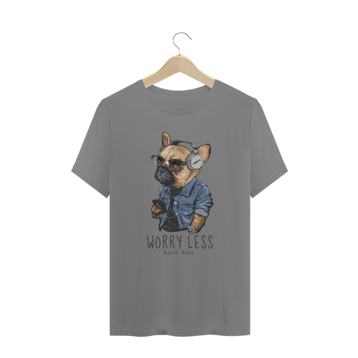 Nome do produto: Camiseta Plus Size Cachorro Worry Less - Music More