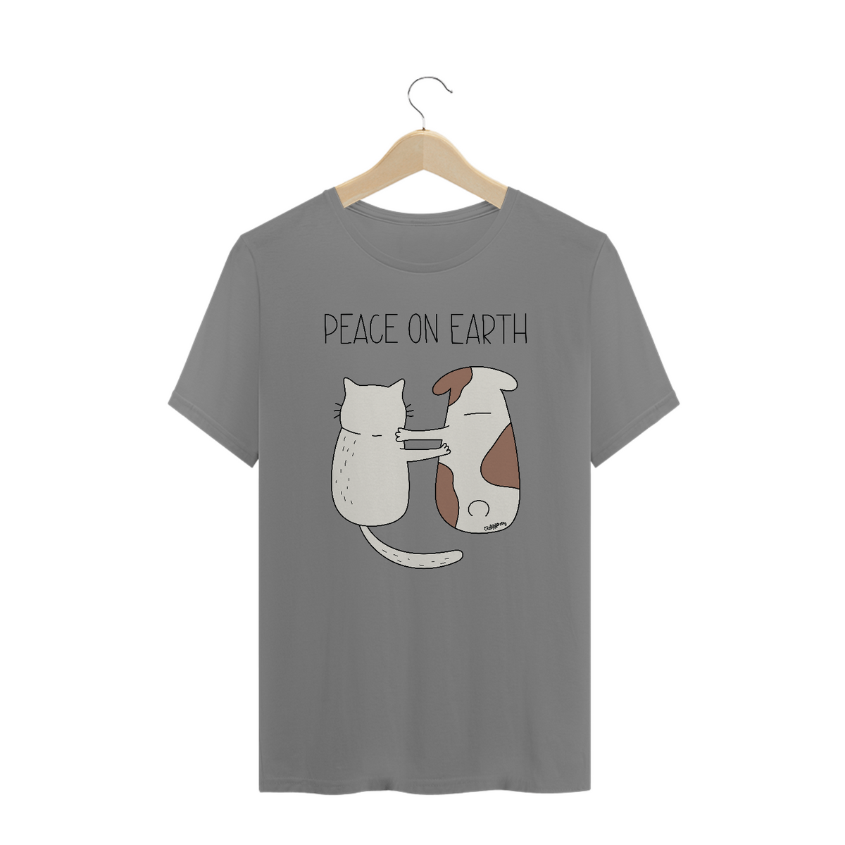 Nome do produto: Camiseta Plus Size Cachorro e Gato - Peace on Earth