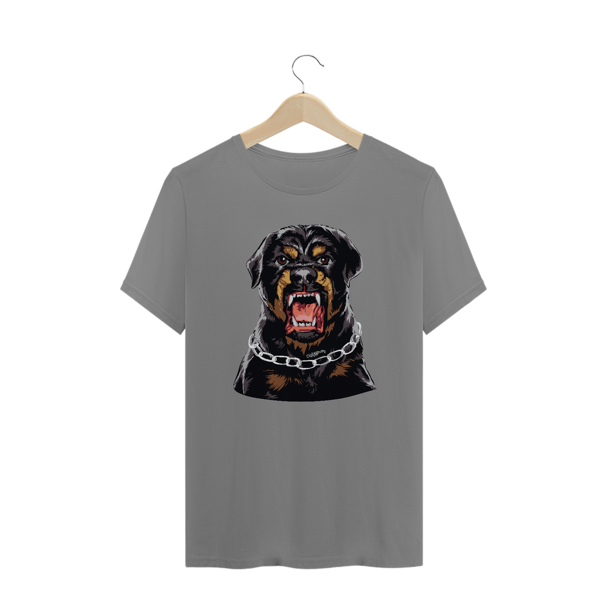 Nome do produto: Camiseta Plus Size Rottweiler com Cara de Bravo