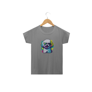 Nome do produtoCamiseta Infantil Bichon Frisé de Óculos de Sol