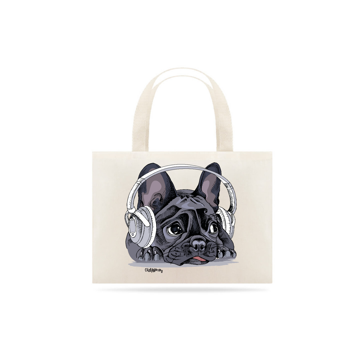 Nome do produto: Ecobag Bulldog Francês Ouvindo Música