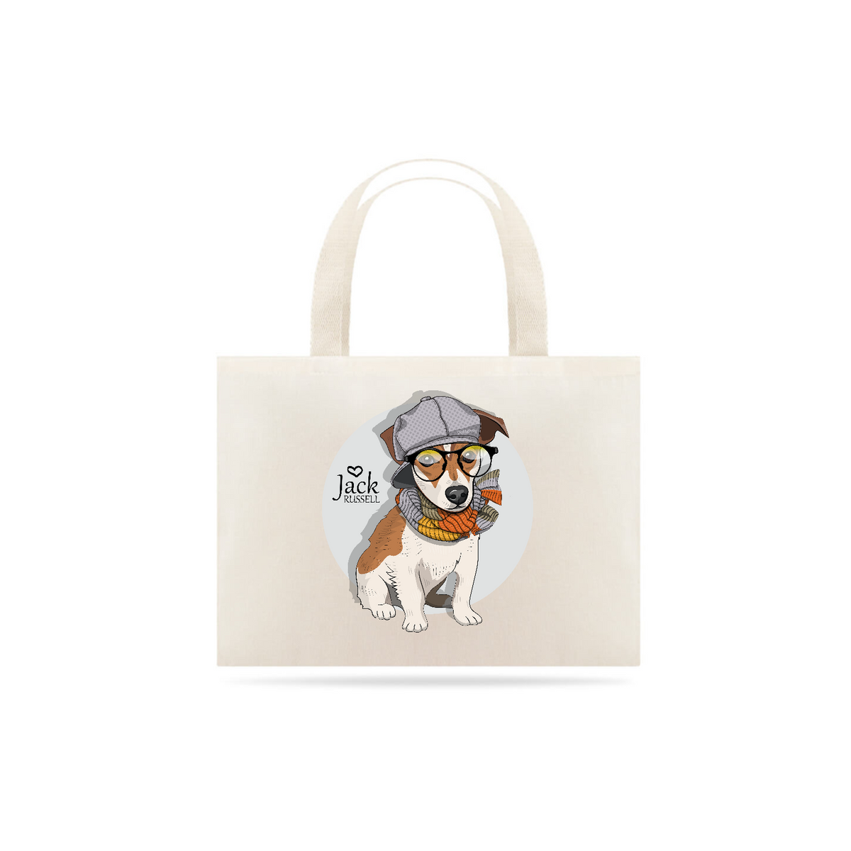 Nome do produto: Ecobag Jack Russell de Óculos e Cachecol