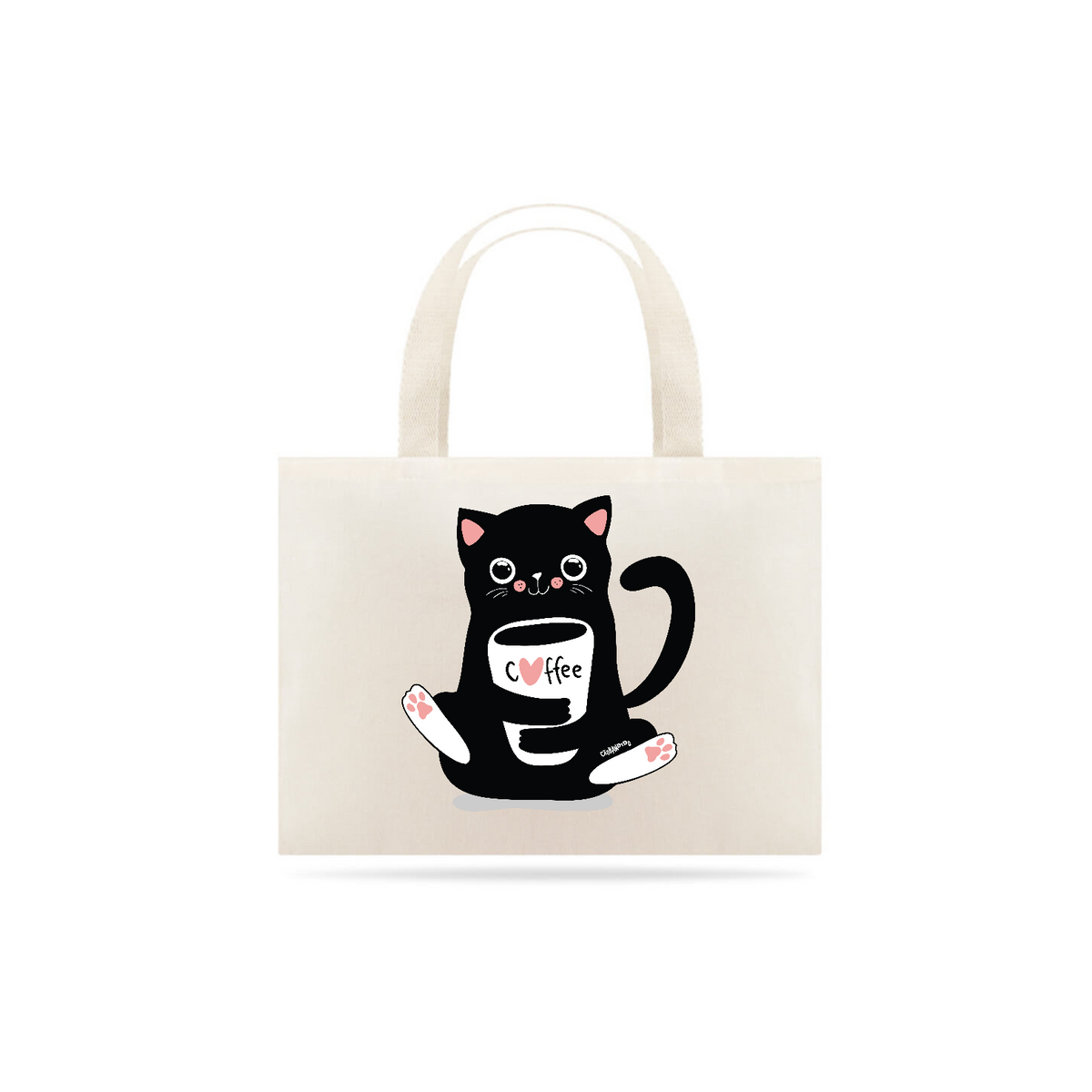 Nome do produto: Ecobag Gato Preto Café