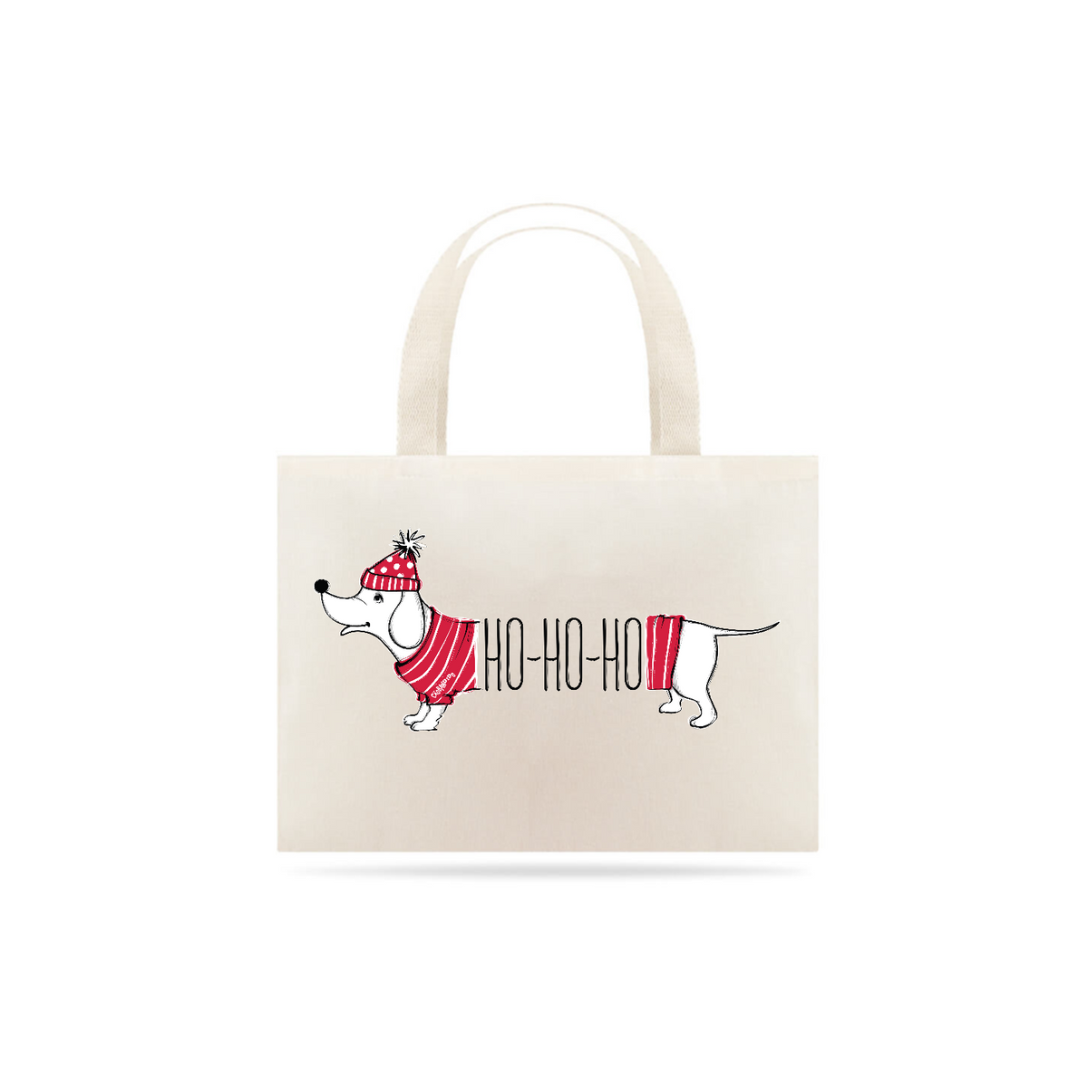 Nome do produto: Ecobag Dachshund Natal Ho Ho Ho