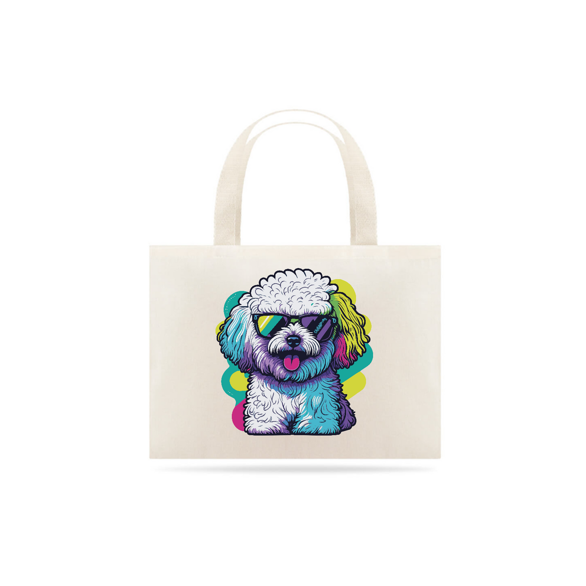 Nome do produto: Ecobag Bichon Frisé de Óculos de Sol