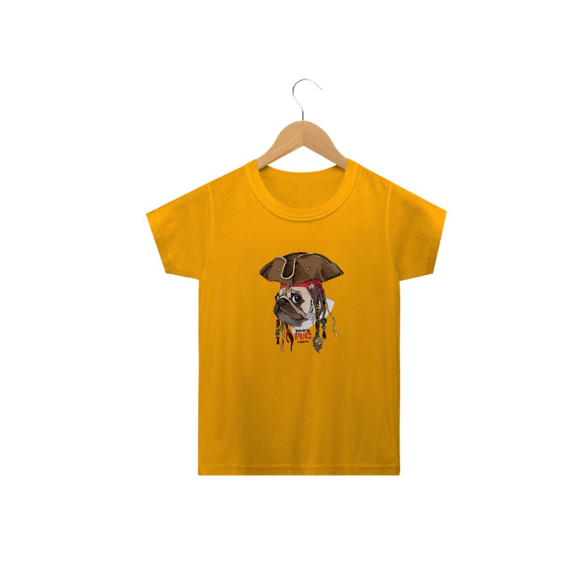 Nome do produto: Camiseta Infantil Pug Pirata